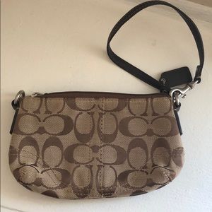 Vintage Coach tan and brown wristlet
